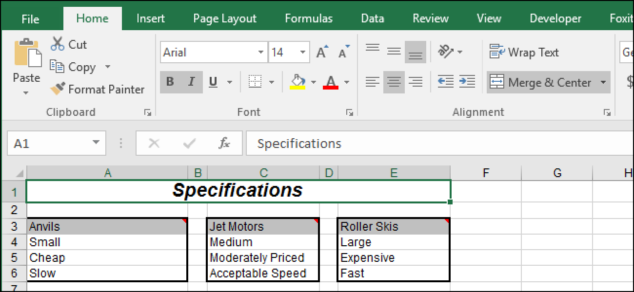 word excel for mac make words go to top of column